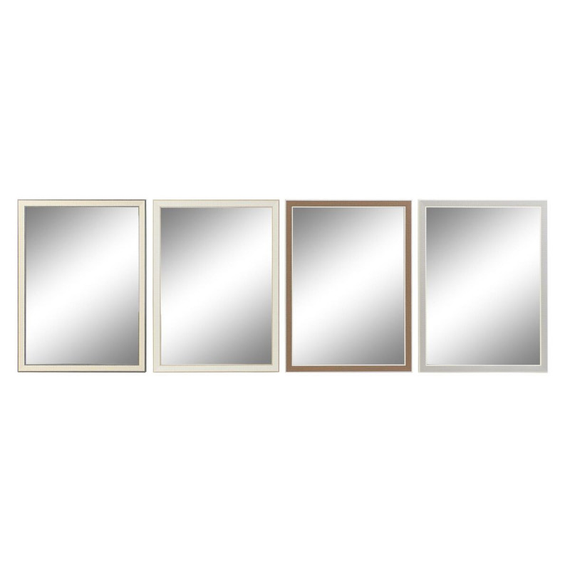 Miroir mural DKD Home Decor 56 x 2 x 76 cm Verre Gris Marron Blanc polystyrène (4 Pièces)