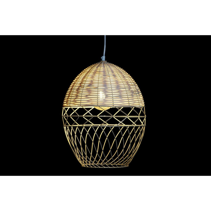 Image secondaire de Suspension DKD Home Decor Métal Blanc Marron Clair Rotin 50 W (30 x 30 x 38 cm)