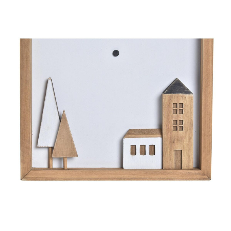 Image secondaire de Horloge Murale DKD Home Decor Blanc Marron Bois Maisons Urbaine 20 x 4 x 30 cm