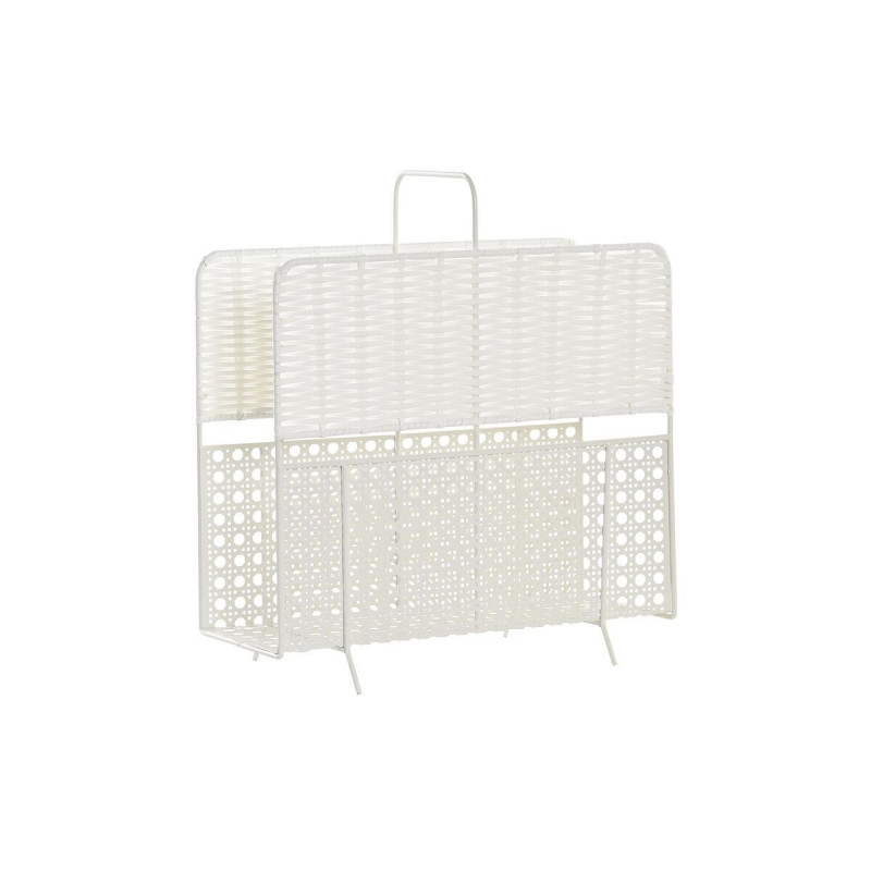 Porte-Revues DKD Home Decor Naturel Métal Blanc osier (36,5 x 15 x 41 cm)