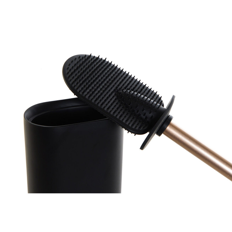 Image secondaire de Brosse de salle de wc DKD Home Decor Noir Doré Résine 10 x 6 x 40 cm