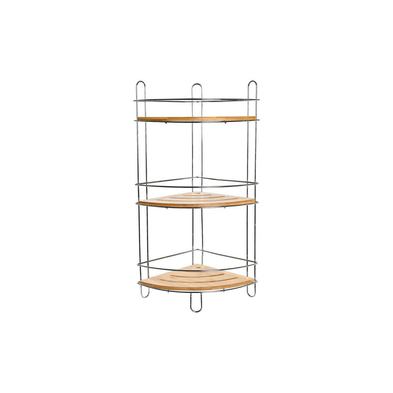 Etagère de salle de bains DKD Home Decor Bambou Aluminium Chrome métallique inoxydable Naturel 19,5 x 19,5 x 47 cm