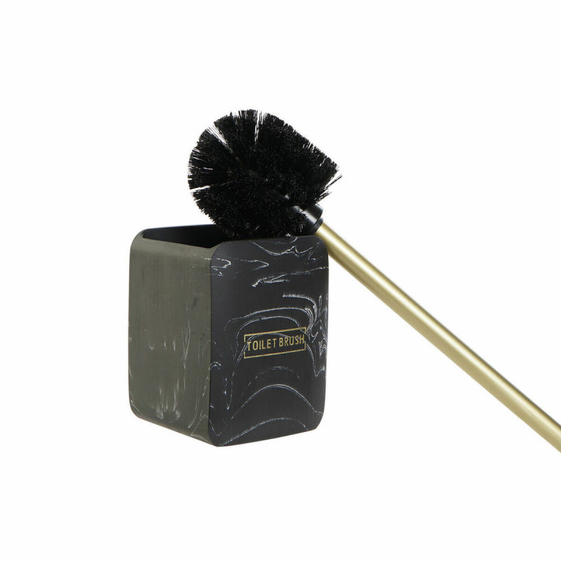 Image secondaire de Brosse de salle de wc DKD Home Decor Noir Doré Métal Résine Marbre 9,5 x 9,5 x 37 cm