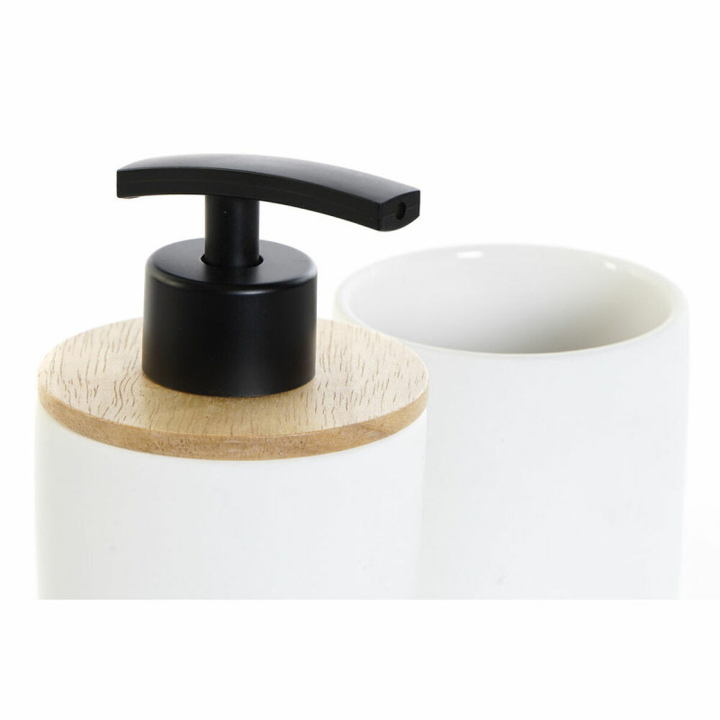 Image secondaire de Ensemble de Bain DKD Home Decor Blanc Blanc/Noir Métal Bambou Grès Scandinave 30 x 40 cm 8 x 8 x 18 cm (2 Unités)