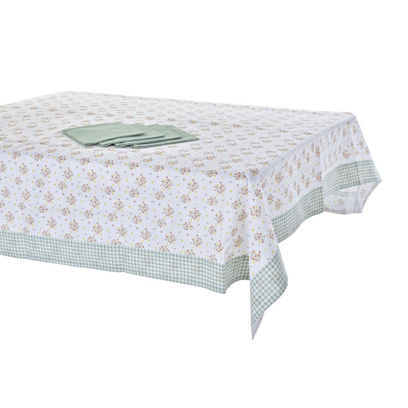 Image secondaire de Service de linge de table DKD Home Decor Fleurs Vert 150 x 150 x 0,5 cm