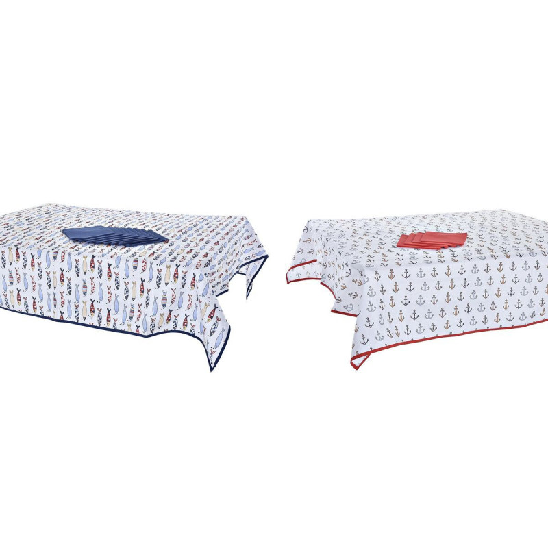 Image secondaire de Service de linge de table DKD Home Decor Bleu Blanc Rouge 150 x 150 x 0,5 cm (2 Unités)