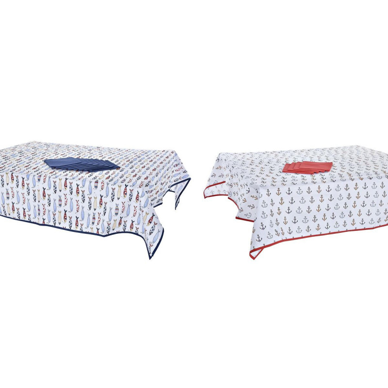 Image secondaire de Service de linge de table DKD Home Decor 150 x 250 x 0,5 cm Rouge Bleu Blanc (2 Unités)