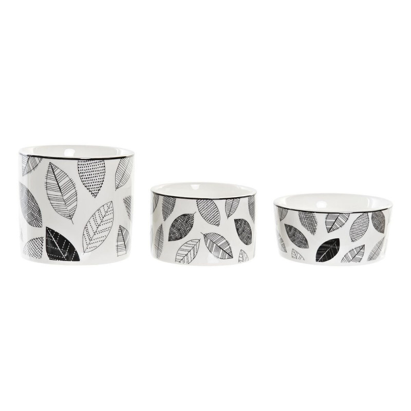 Image secondaire de Ensemble à apértif DKD Home Decor Blanc/Noir Bambou Grès Volets Cottage 3 Pièces 8 cm 20 x 20 x 8 cm