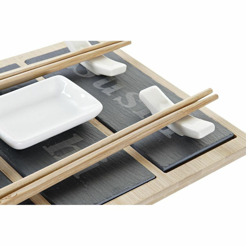 Image secondaire de Set de sushi DKD Home Decor Bambou Ardoise Noir Naturel Oriental 25 x 19 x 3 cm