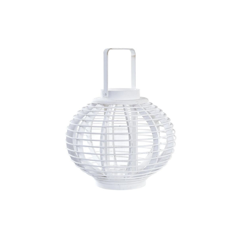 Lanterne DKD Home Decor Verre Blanc Bambou (35 x 35 x 29 cm)