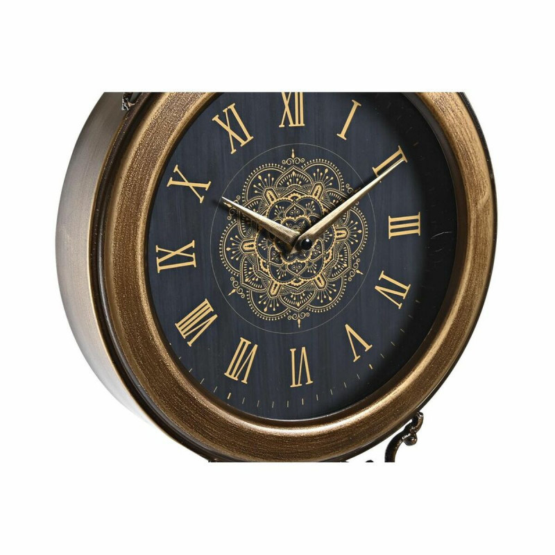 Image secondaire de Horloge Murale DKD Home Decor 27 x 7,5 x 57,5 cm Verre Noir Doré Fer Pendule (2 Unités)