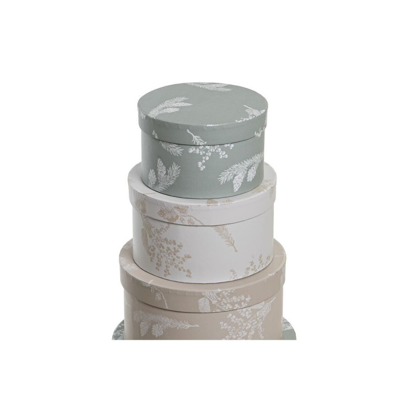 Image secondaire de Jeu de Caisses de Rangement Empilables DKD Home Decor Beige Marron Vert Carton (37,5 x 37,5 x 18 cm)