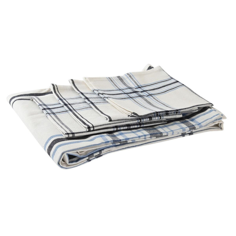 Image secondaire de Nappe et serviettes de table DKD Home Decor 150 x 150 x 0,5 cm Noir Beige Bleu Blanc