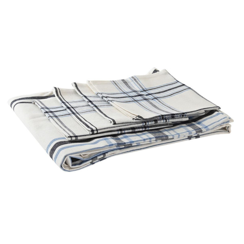 Image secondaire de Nappe et serviettes de table DKD Home Decor 250 x 150 x 0,5 cm Beige Bleu