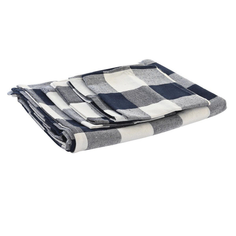 Image secondaire de Nappe et serviettes de table DKD Home Decor 150 x 150 x 0,5 cm Bleu Blanc