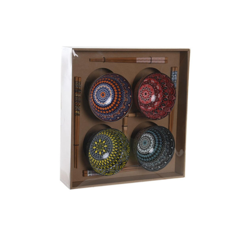 Image secondaire de Set de sushi DKD Home Decor 34 x 34 x 6,5 cm Multicouleur Mandala Grès Oriental (12 Unités)