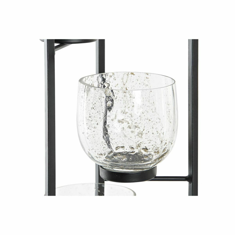 Image secondaire de Bougeoir DKD Home Decor Verre Noir Transparent 18 x 18 x 76 cm Fer