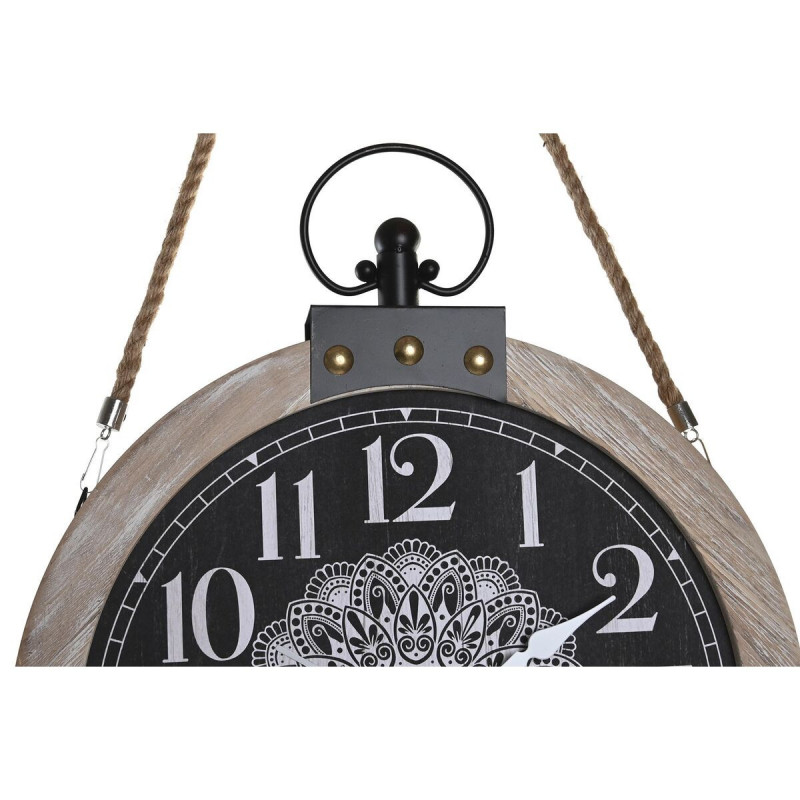 Image secondaire de Horloge de table DKD Home Decor 40 x 6,5 x 46 cm Noir Blanc Fer Mandala Bois MDF (2 Unités)