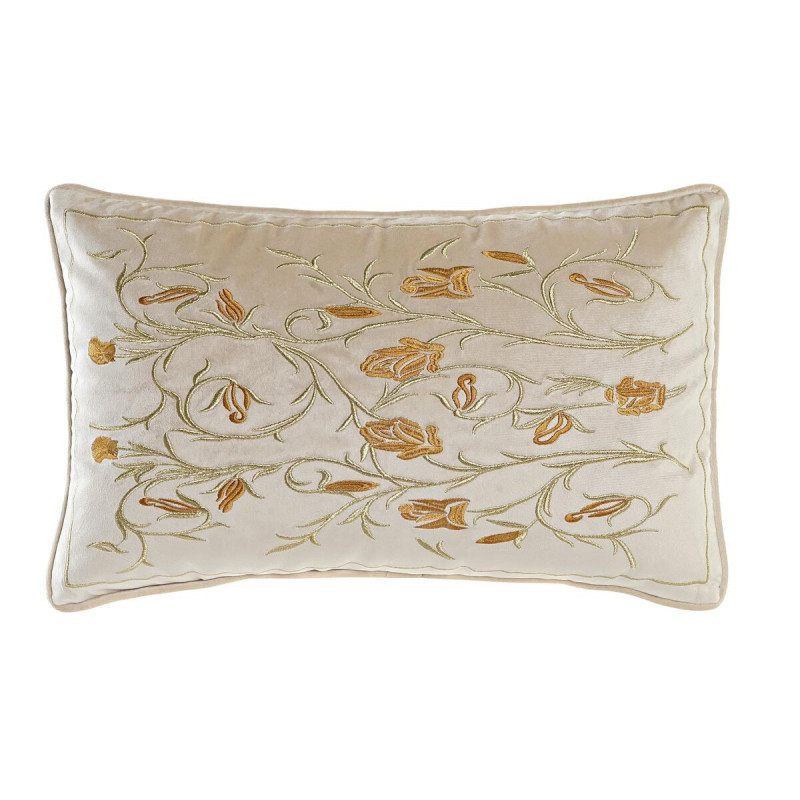 Coussin DKD Home Decor Doré 50 x 10 x 30 cm Fleurs