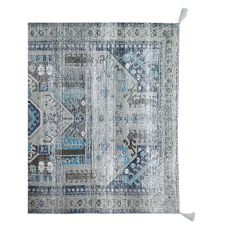 Image secondaire de Tapis DKD Home Decor Finition vieillie Bleu Coton Arabe (120 x 180 x 1 cm)