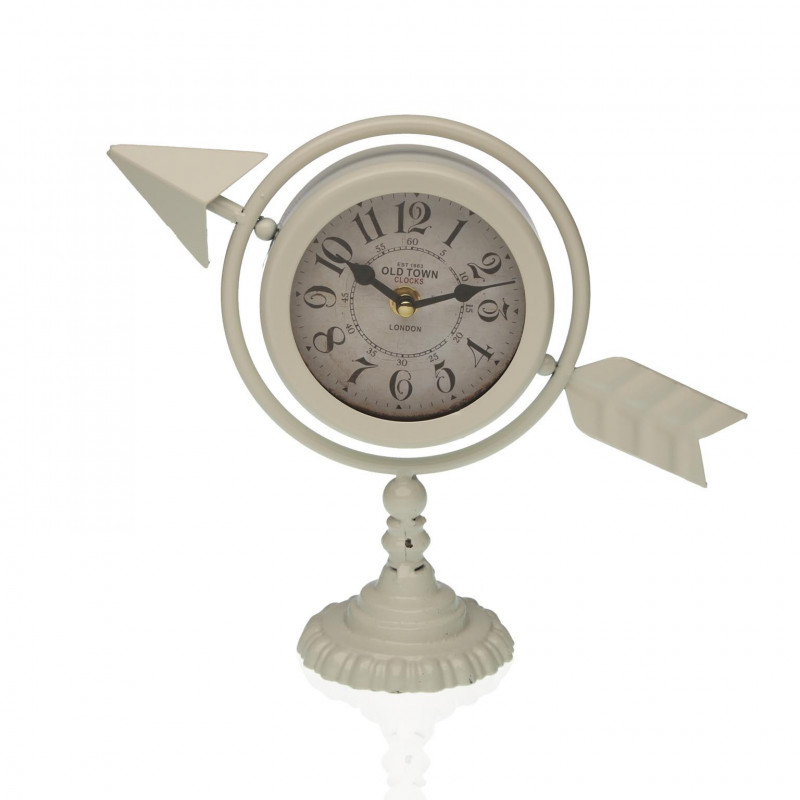 Horloge de table Versa Blanc Flèche pleine Métal (23 x 16 x 8 cm)