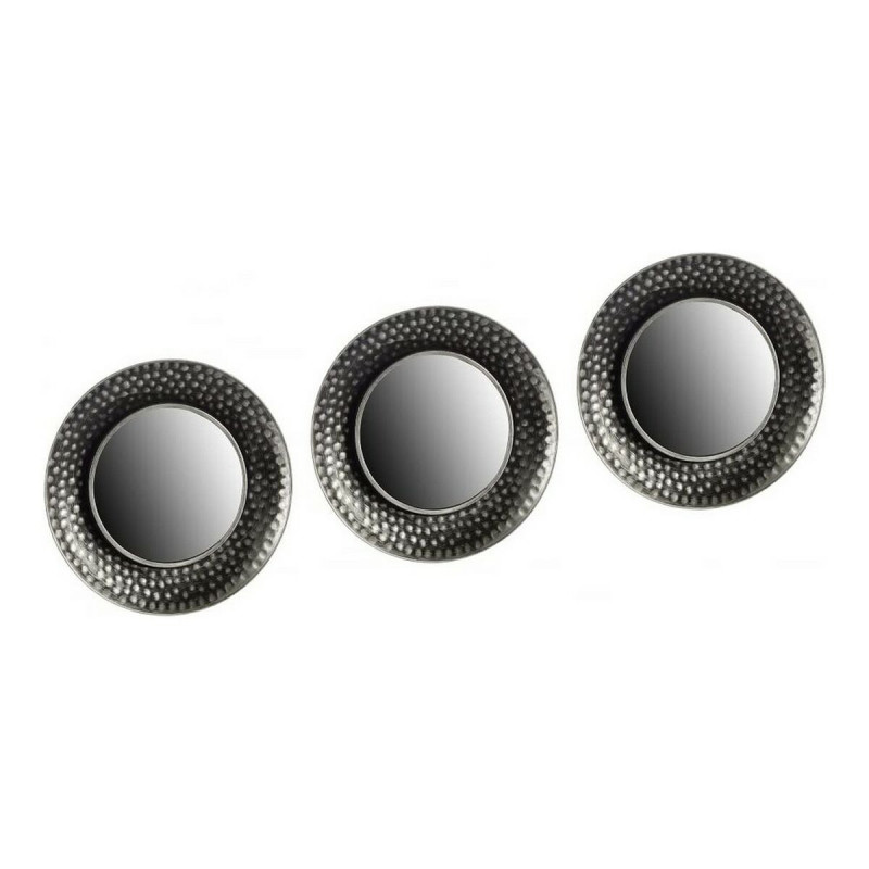 Ensemble de miroirs Noir Argenté 3 Pièces Plastique Miroir 24,5 x 3 x 24,5 cm