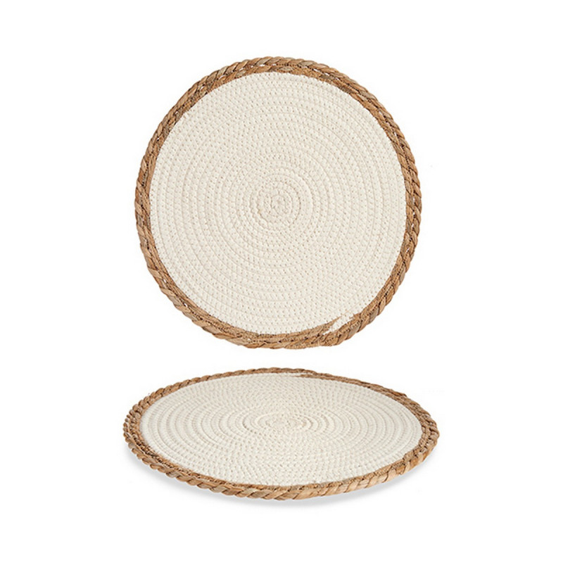 Dessous de plat Blanc/Marron 35 x 1 x 35 cm Naturel Blanc