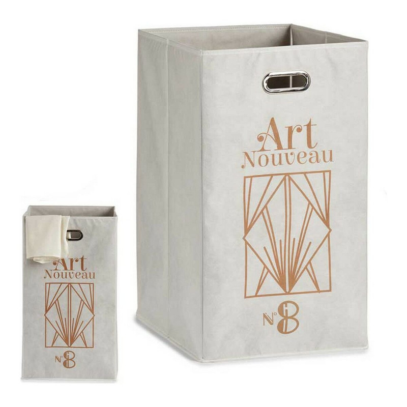 Image secondaire de Panier Art Nouveau Blanc Doré Carton 60 L 35 x 57 x 35 cm Pliable