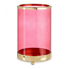 Bougeoir Rose Doré Cylindre Métal verre (12,2 x 19,5 x 12,2 cm) 26,99 €
