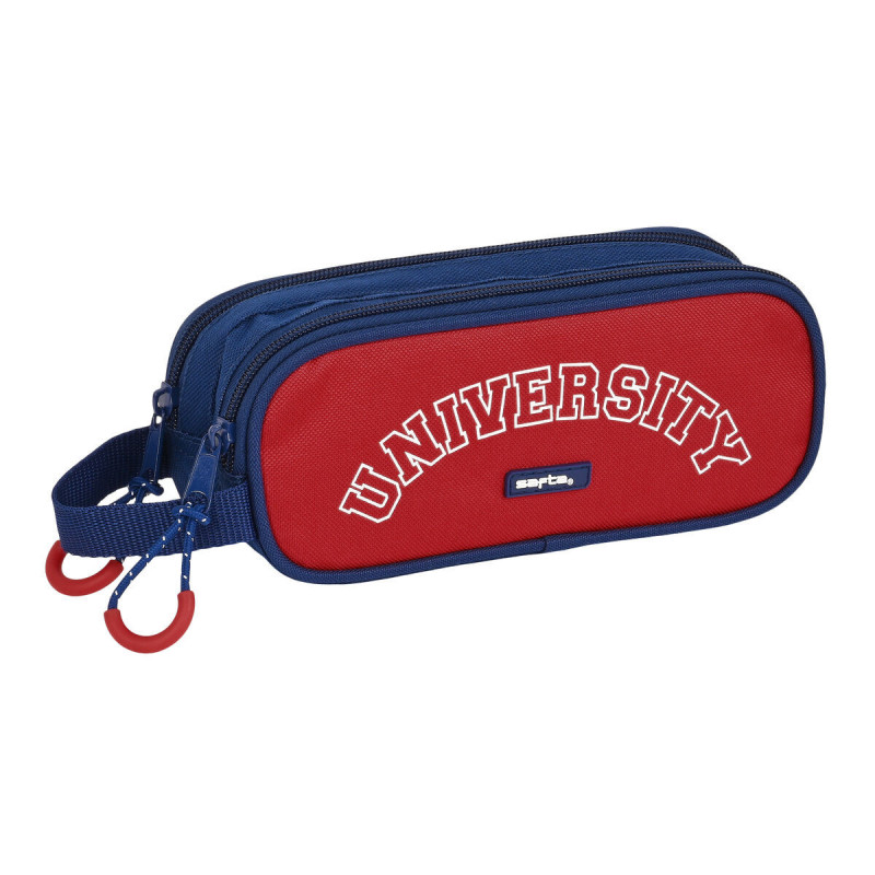 Trousse Fourre-Tout Double Safta University Rouge Blue marine (21 x 8 x 6 cm)