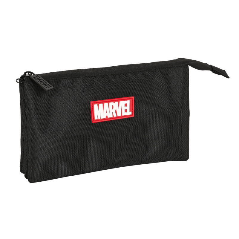 Trousse Fourre-Tout Triple Marvel Noir (22 x 12 x 3 cm)