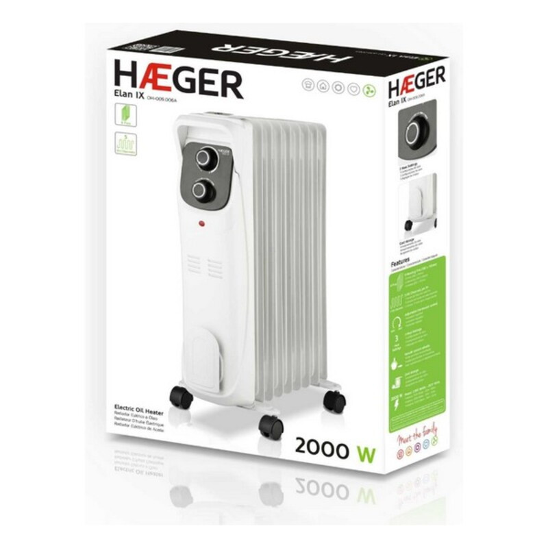 Image secondaire de Radiateur à Huile (9 modules) Haeger OH-009.006A Blanc 2000 W