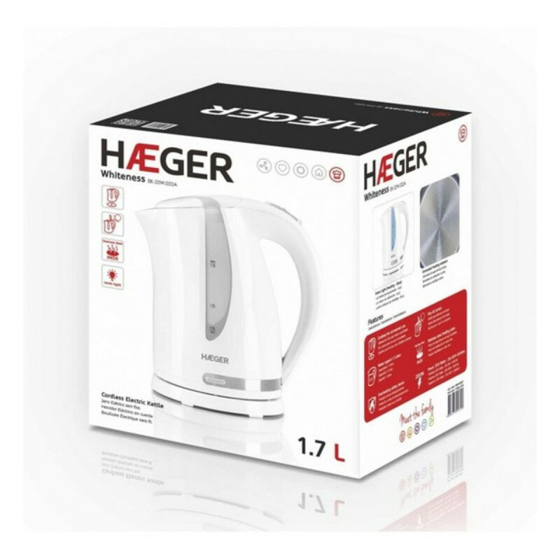 Image secondaire de Bouilloire Haeger EK-22W.022A Acier inoxydable Blanc 2200 W 1,7 L