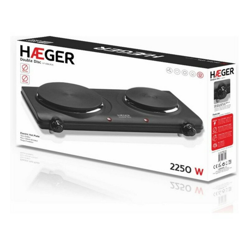 Image secondaire de Plaque Électrique Haeger HP-02B.013A Noir 2 Feux à gaz Multicouleur 2250W