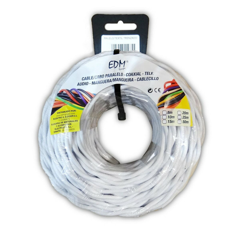 Câble d'Interface Parallèle EDM 11989 Blanc 25 m 3 x 1,5 mm
