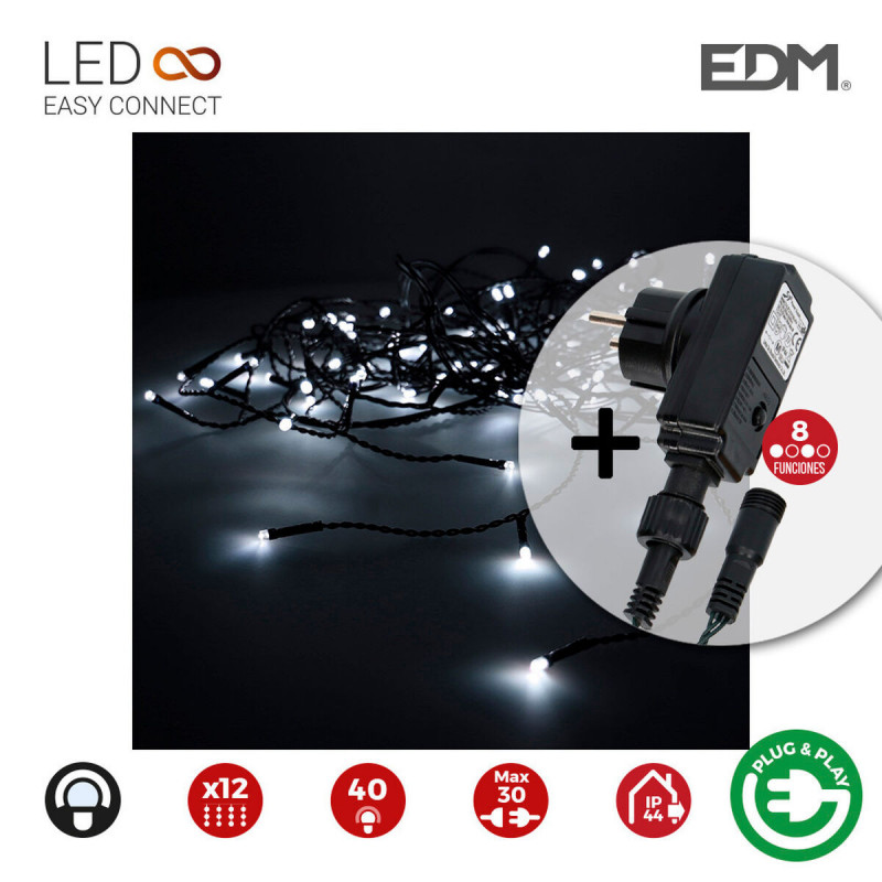 Image secondaire de Barrière lumineuse LED EDM Icicle Easy-Connect Blanc 100W (200 x 50 cm)