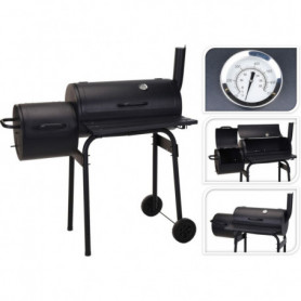 Barbecue à Charbon avec Couvercle et Roulettes Noir (112 x 63 x 112 cm) 549,99 €