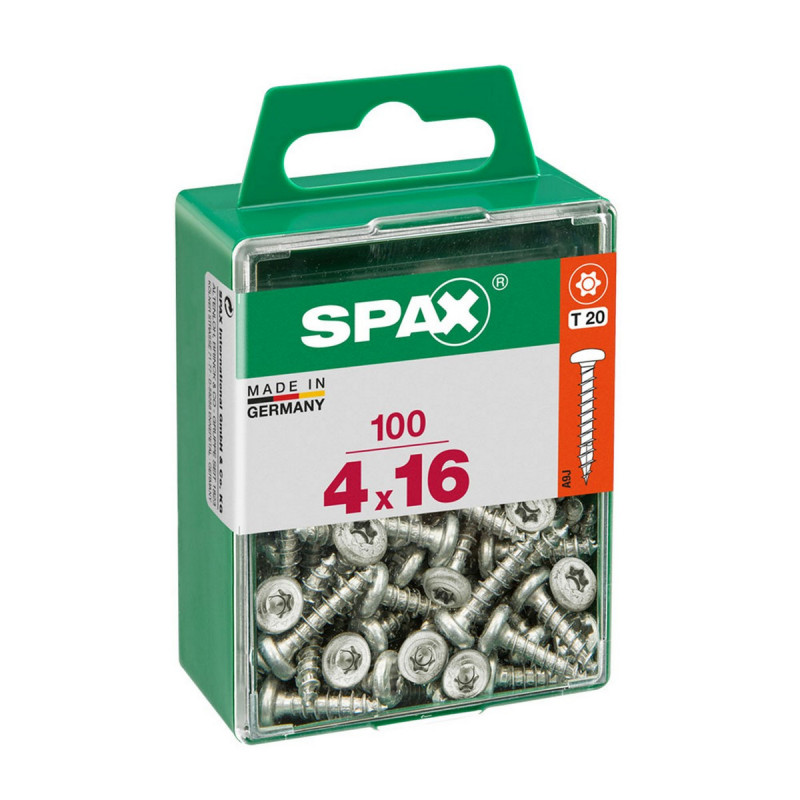 Boîte à vis SPAX Wirox Bois Tête ronde 100 Pièces (4 x 16 mm)