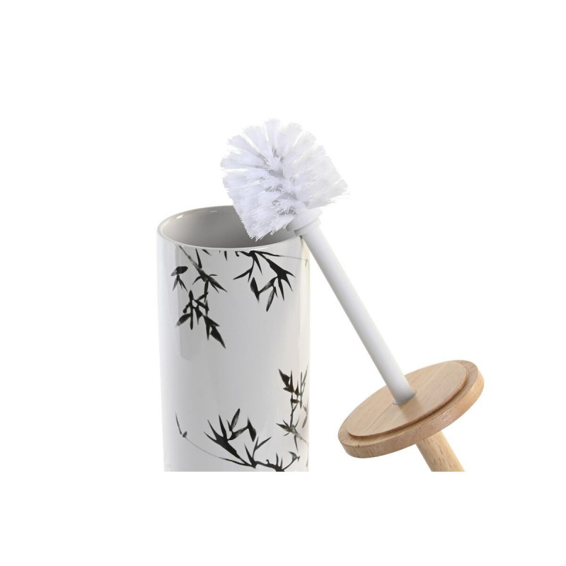 Image secondaire de Brosse de salle de wc DKD Home Decor 10 x 10 x 38,5 cm Noir Métal Blanc Grès