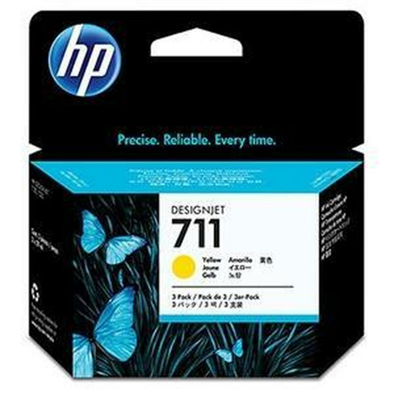 HP 711 pack de 3 cartouches d'encre DesignJet jaune, 29 ml