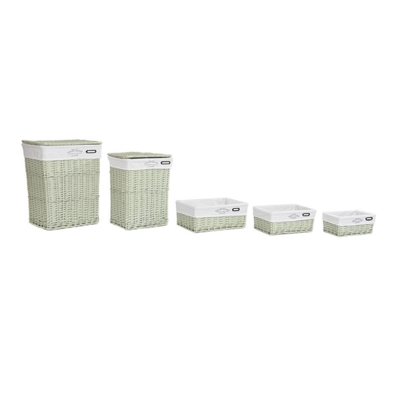 Set de basket DKD Home Decor Vert osier 44 x 34 x 56 cm 5 Pièces