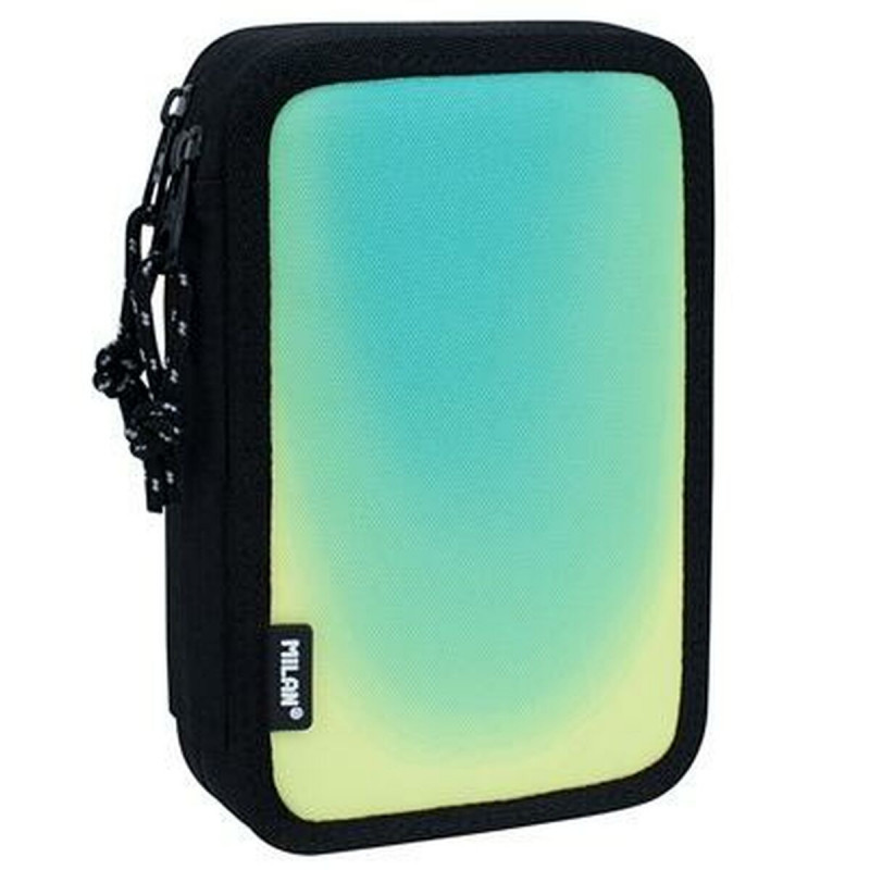 Plumier double Milan Sunset Noir Vert 34 Pièces 19,5 x 13 x 5 cm