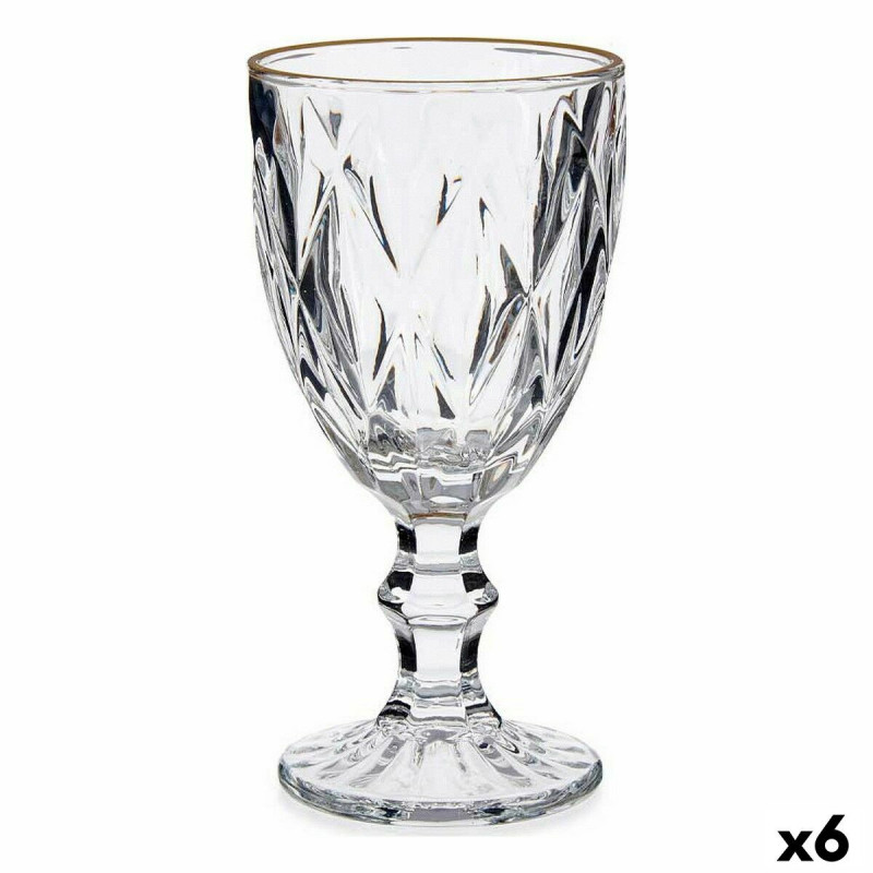 Verre de vin Doré Transparent verre 6 Unités (330 ml)