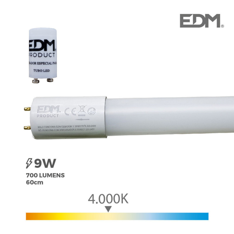 Tube LED EDM 9 W T8 F 700 lm (4000 K)