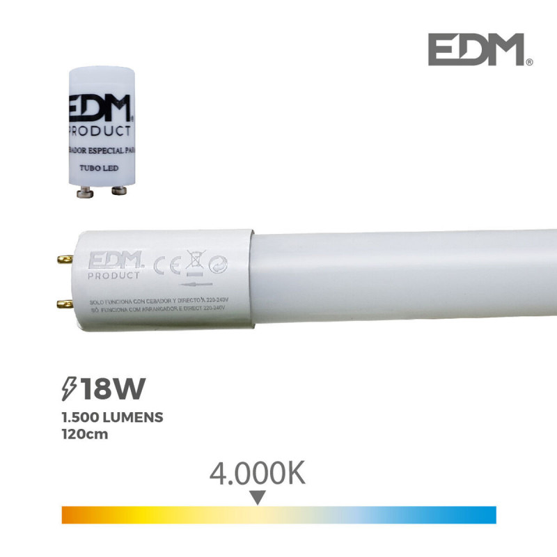 Tube LED EDM A+ T8 18 W 1500 Lm (4000 K)