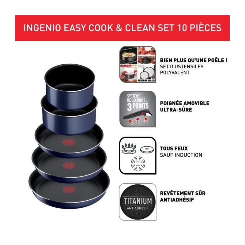 Image secondaire de Tefal Ingenio L1579102 lot de casseroles 10 pièce(s)