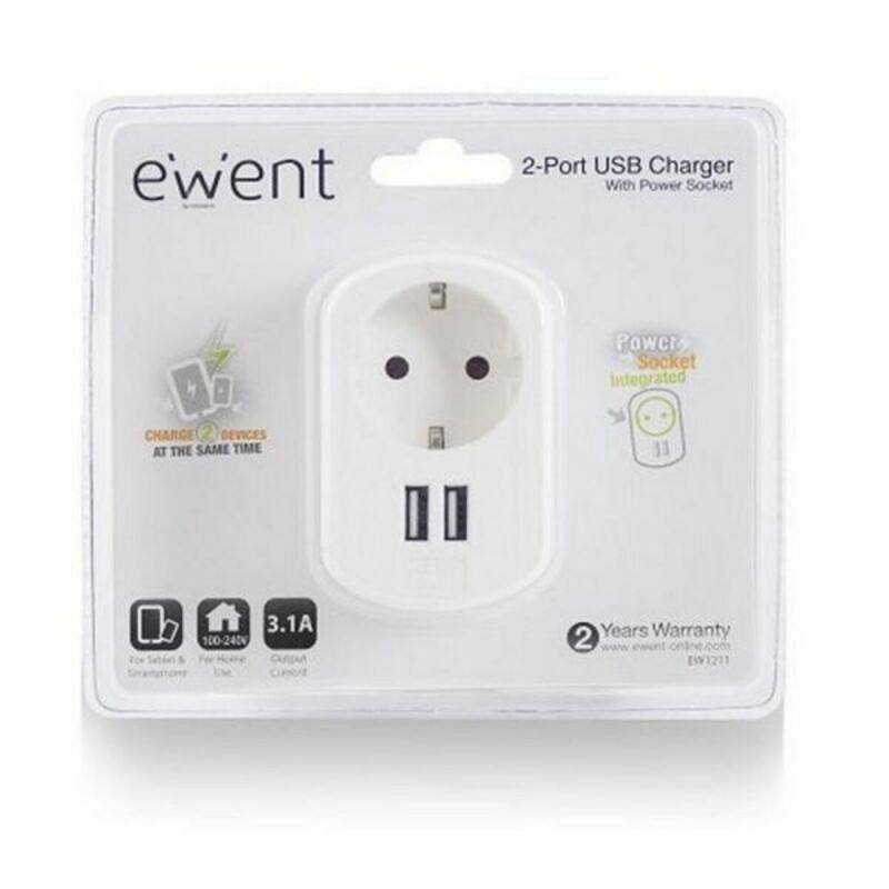 Ewent EW1211 chargeur d'appareils mobiles Smartphone, Tablette Blanc Secteur Intérieure