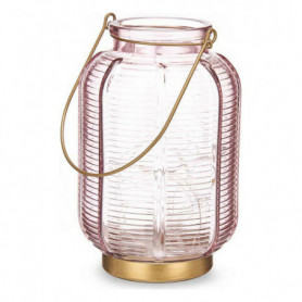 Lanterne à LED Rayures Rose Doré verre (13,5 x 22 x 13,5 cm) 32,99 €