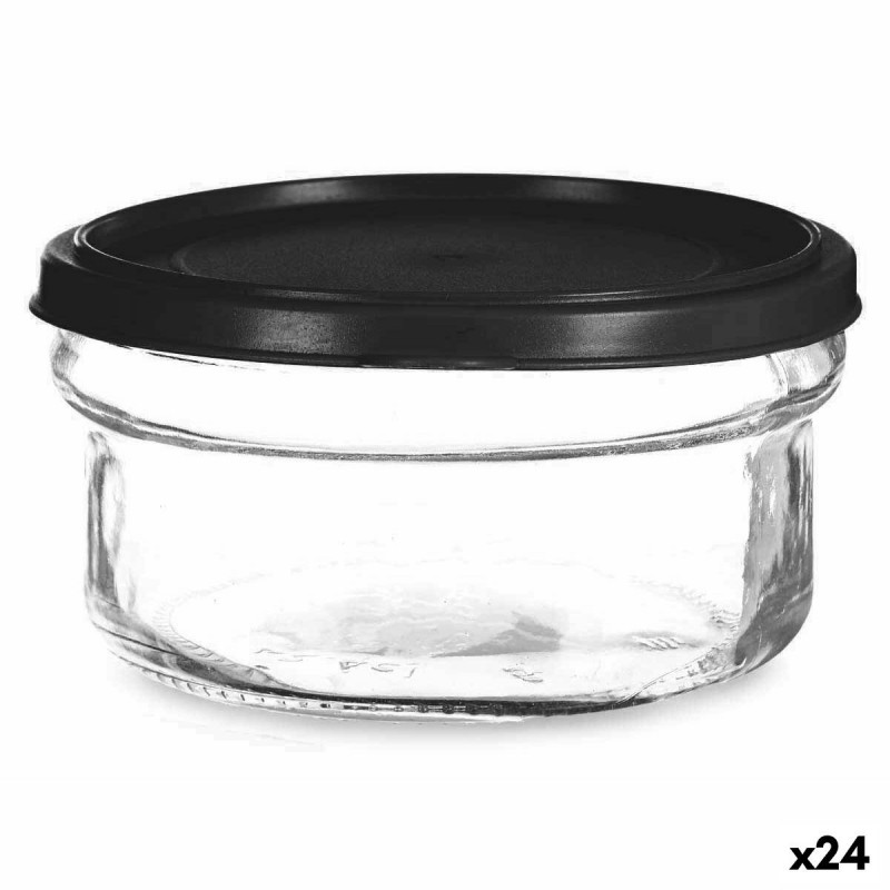 Panier-Repas rond avec couvercle Noir Transparent Plastique verre 12 x 6 x 12 cm 415 ml