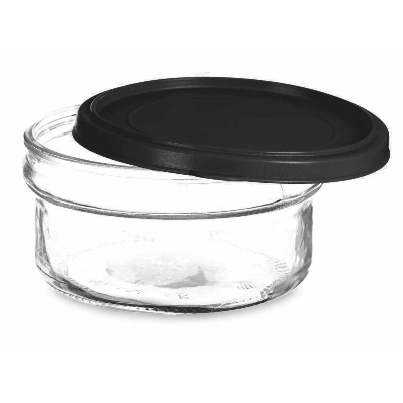 Image secondaire de Panier-Repas rond avec couvercle Noir Transparent Plastique verre 12 x 6 x 12 cm 415 ml